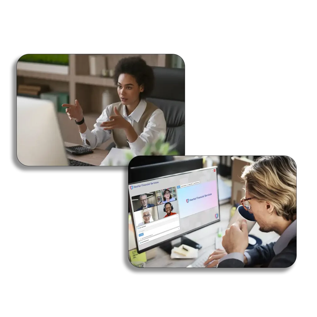 images of a globalmeet production virtual event production specialist and a globalmeet virtual event attendee