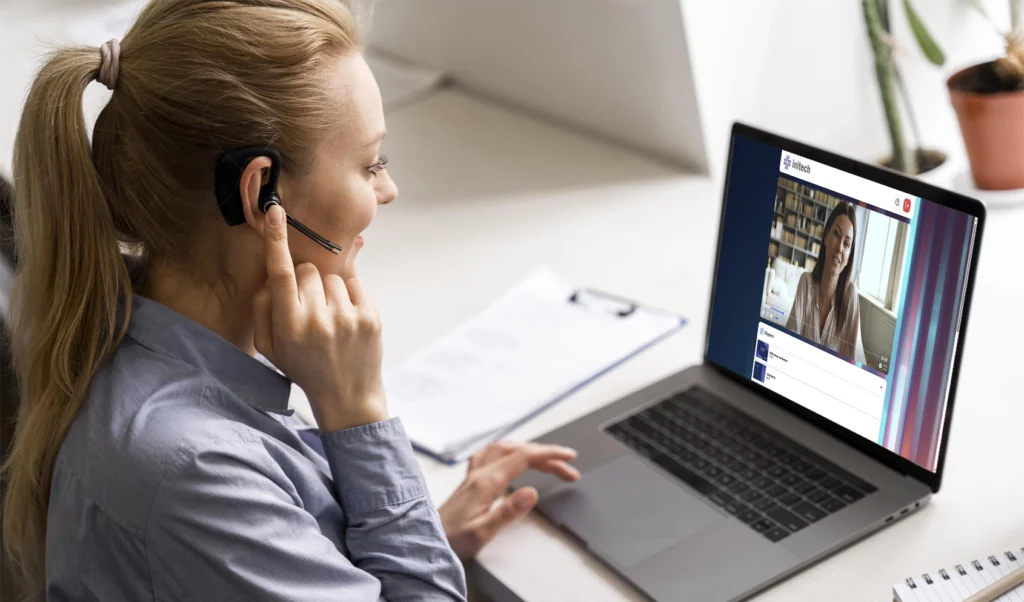 image of a globalmeet production virtual event producer running a company's virtual event